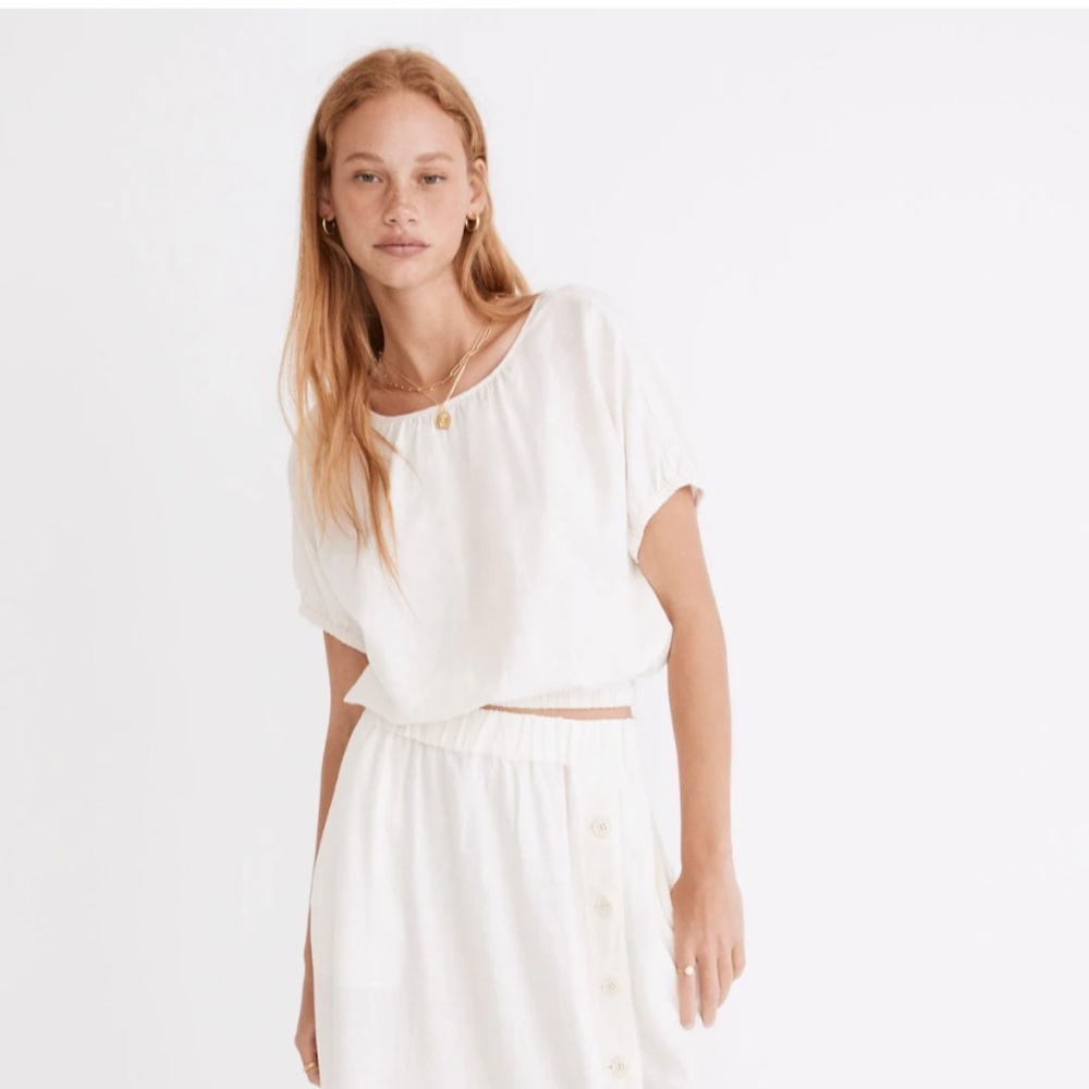 Madewell Linen-Blend Michele Bubble Top Size Small